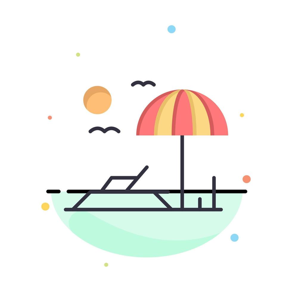 Beach Sunbed Vacation Abstract Flat Color Icon Template vector