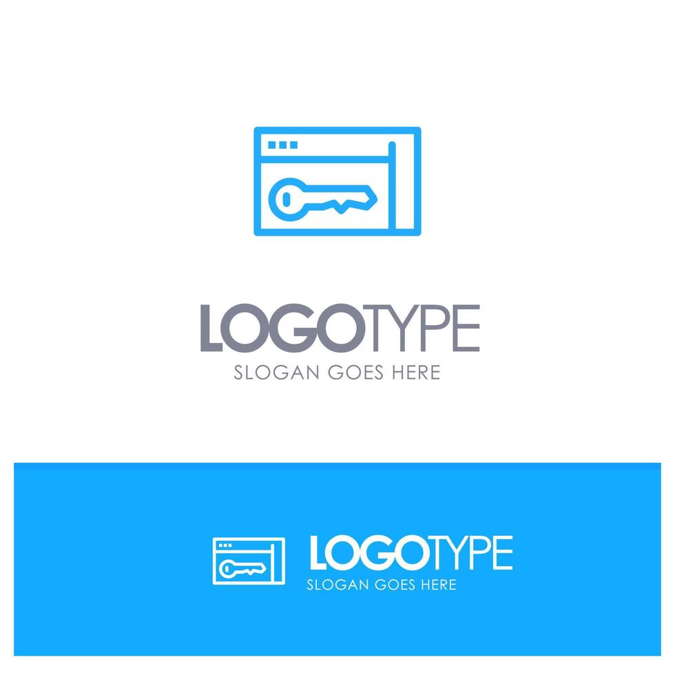 Browser Security Key Room Blue Logo Line Style vector