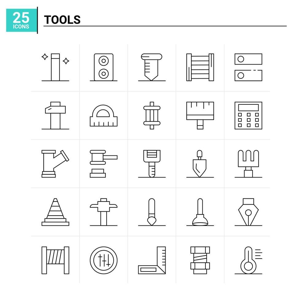 25 Tools icon set vector background