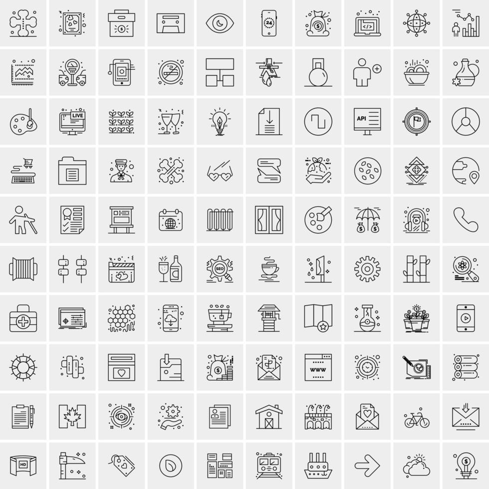 Set of 100 Creative Business Line Icons vector