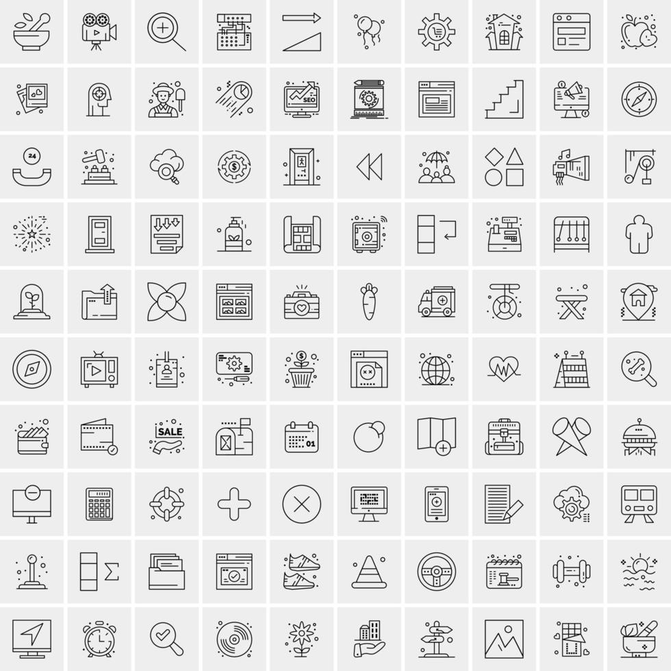 Set of 100 Creative Business Line Icons vector