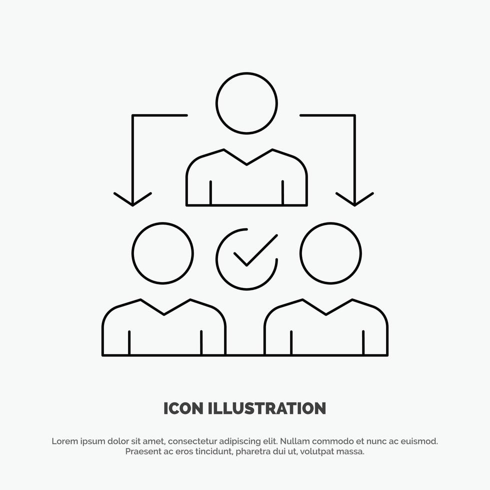 Assignment Delegate Delegating Distribution Line Icon Vector