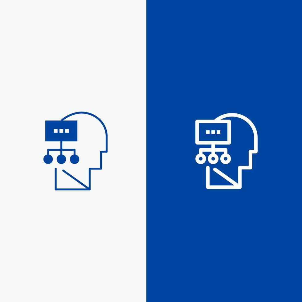 Planning Theory Mind Head Line and Glyph Solid icon Blue banner Line and Glyph Solid icon Blue banner vector