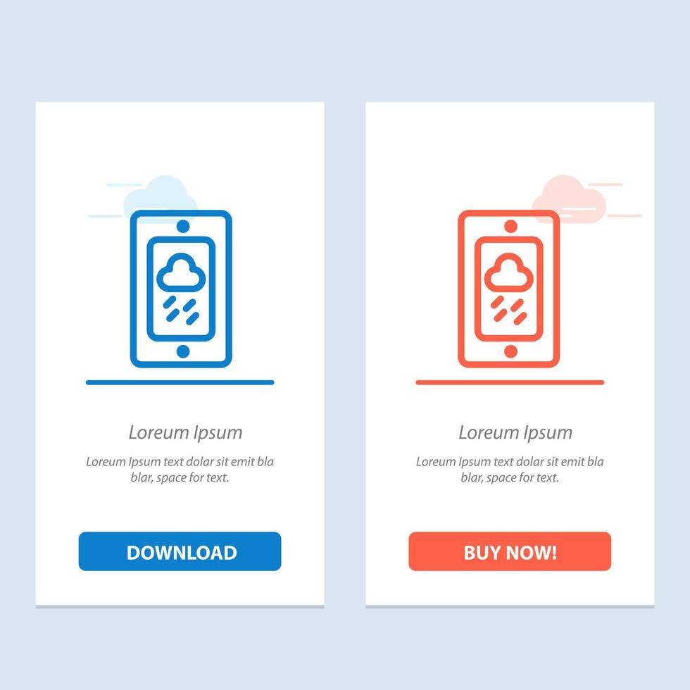 Mobile Chalk Weather Rainy  Blue and Red Download and Buy Now web Widget Card Template vector