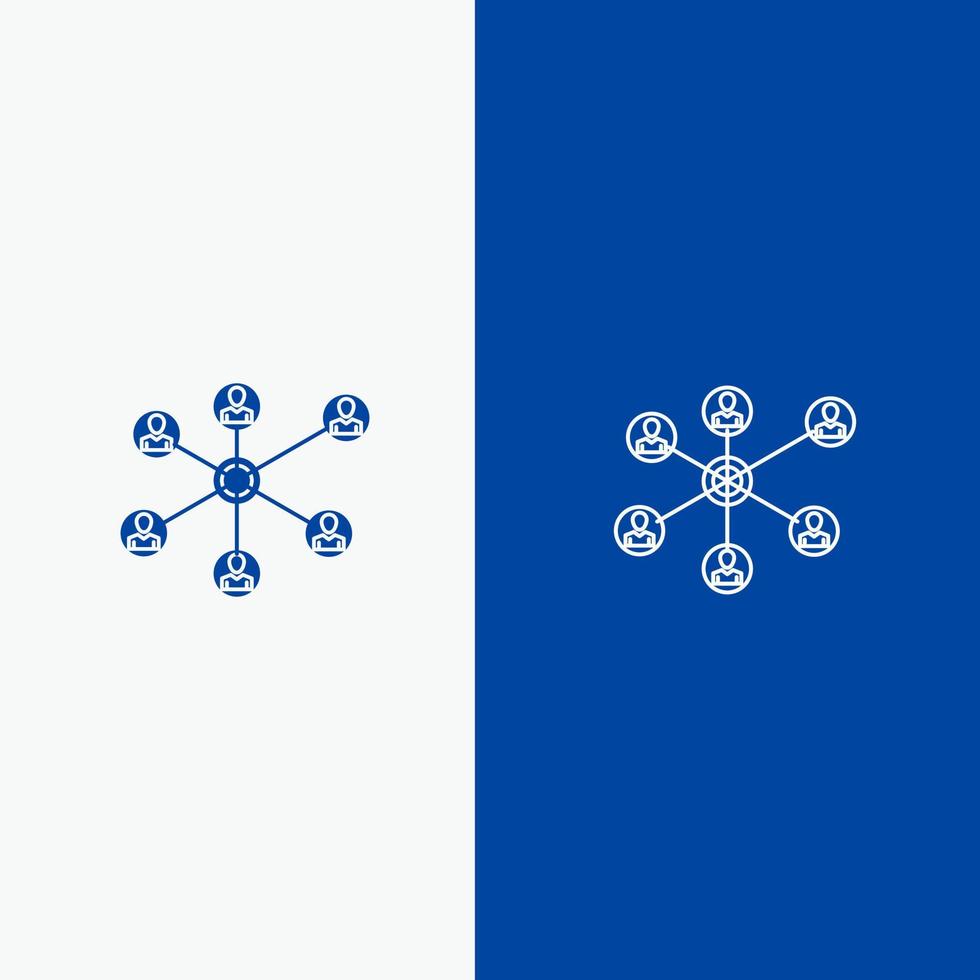 wlan internet línea de grupo social y glifo icono sólido banner azul línea y glifo icono sólido banner azul vector