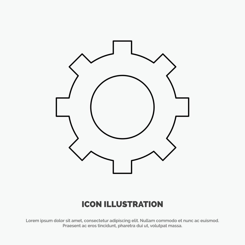 Cog Setting Gear Line Icon Vector