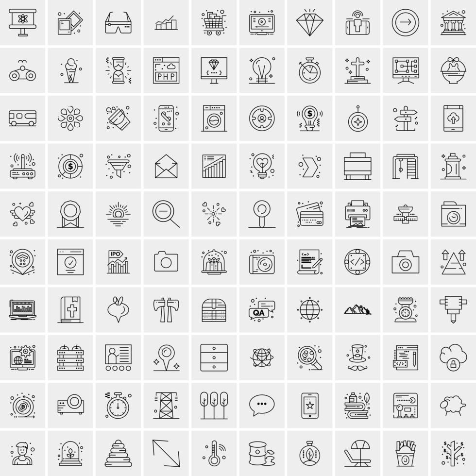 Set of 100 Creative Business Line Icons vector