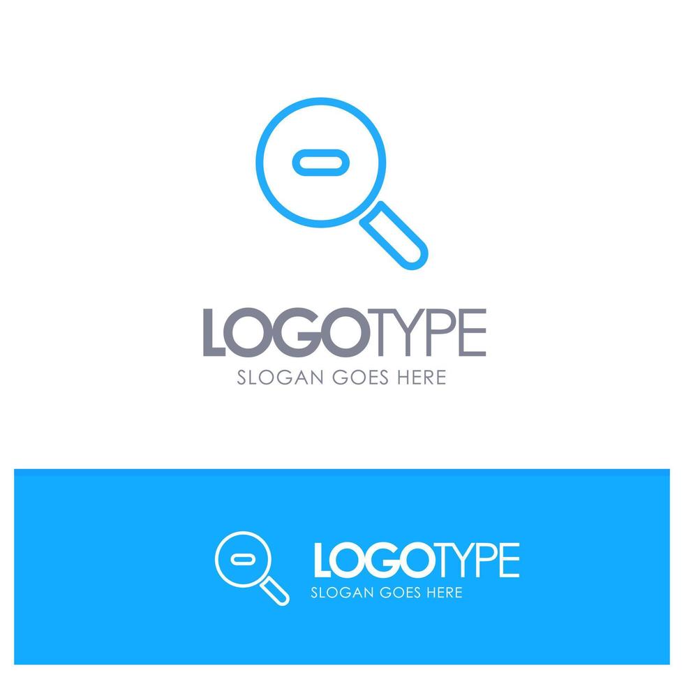 logotipo de contorno azul de zoom de investigación de búsqueda con lugar para el eslogan vector