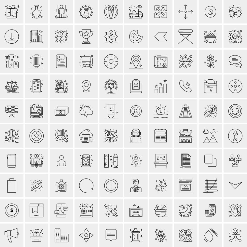 conjunto de 100 iconos de línea de negocios creativos vector