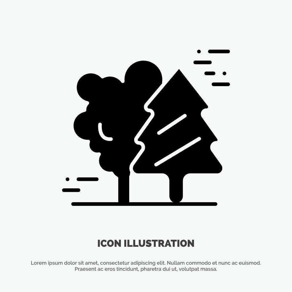 Alpine Arctic Canada Pine Trees Scandinavia solid Glyph Icon vector