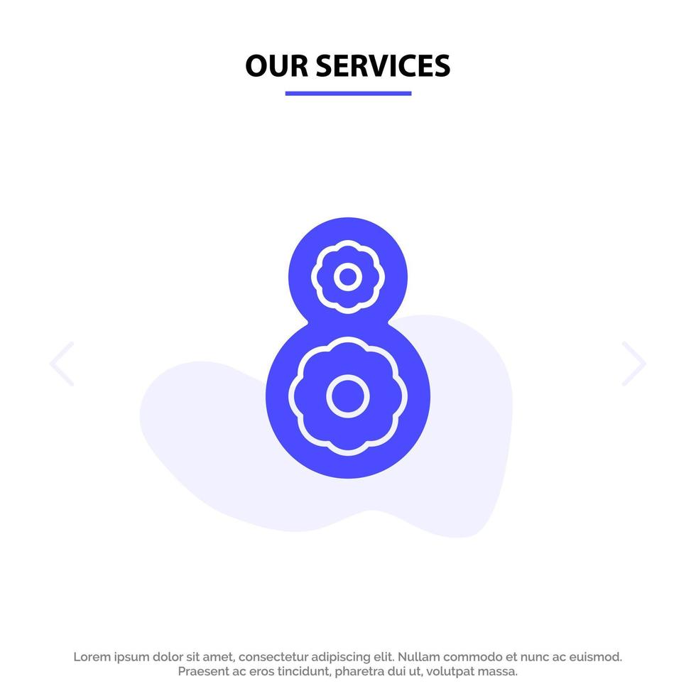Our Services Eight 8th 8 Flower Solid Glyph Icon Web card Template vector