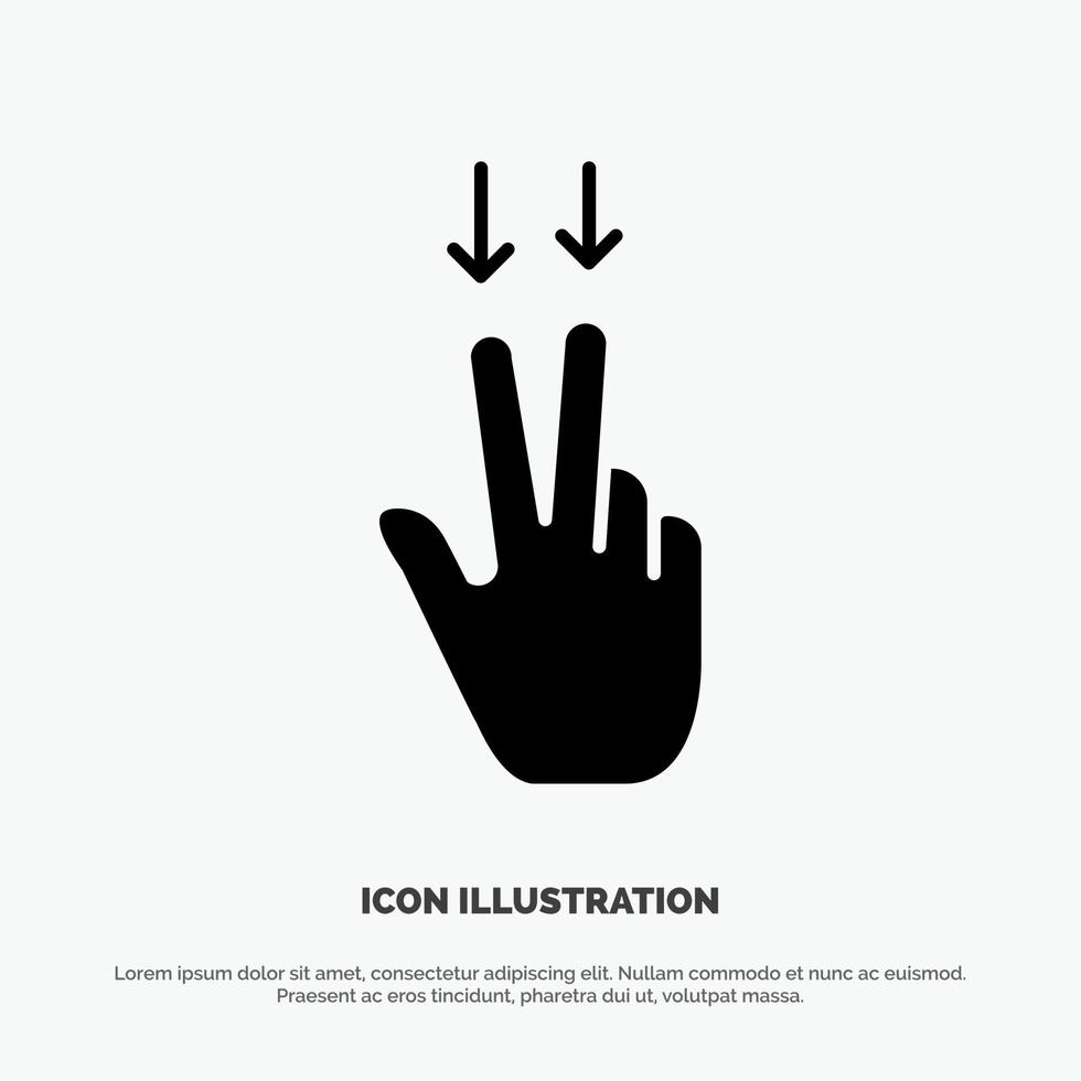 Fingers Gesture  Down solid Glyph Icon vector