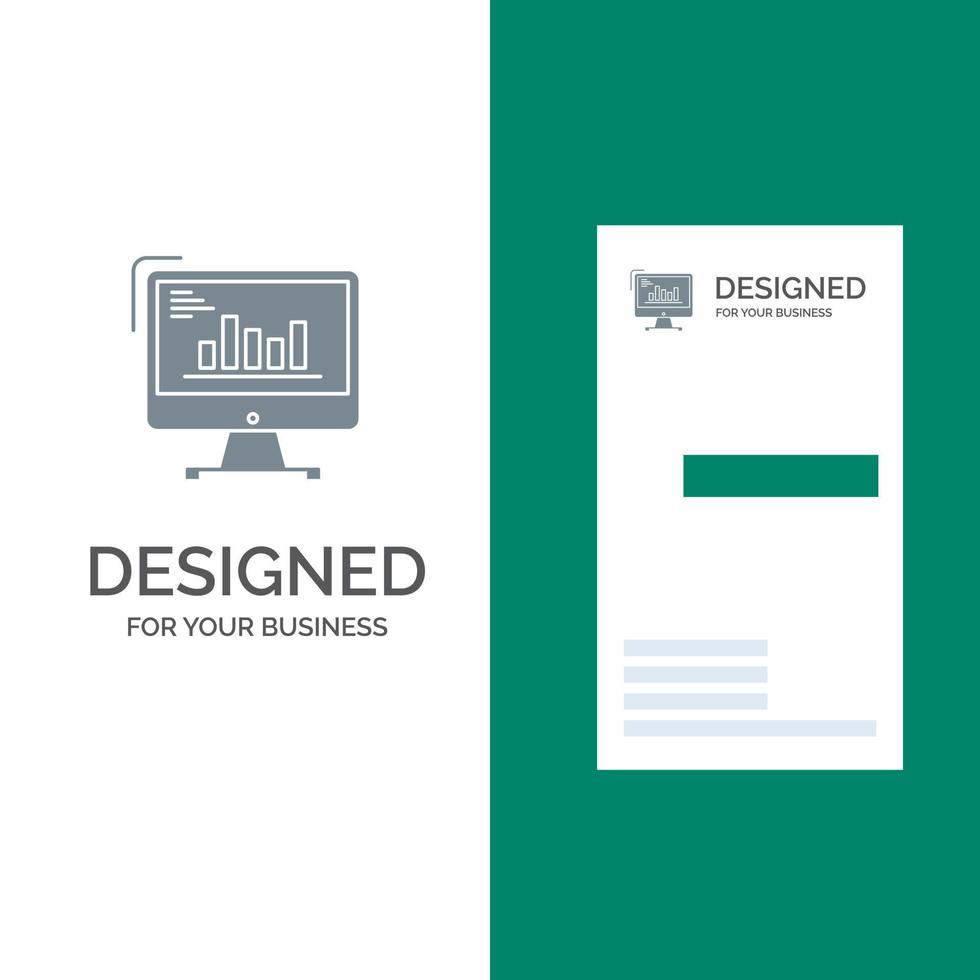 Chart Analytics Business Computer Diagram Marketing Trends Grey Logo Design and Business Card Template vector
