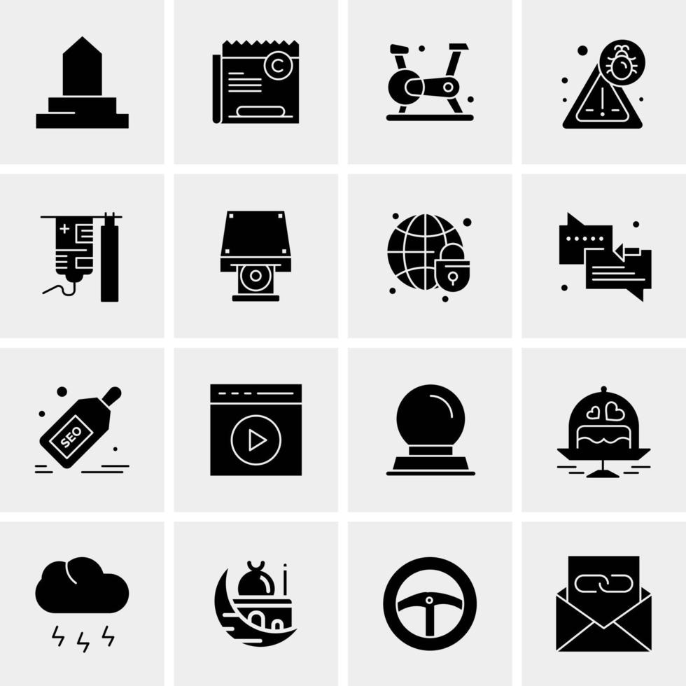 16 iconos de negocios universales vector ilustración de icono creativo para usar en proyectos relacionados con la web y dispositivos móviles