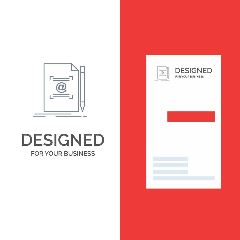 Note Letter Text Mail Create Grey Logo Design and Business Card Template vector