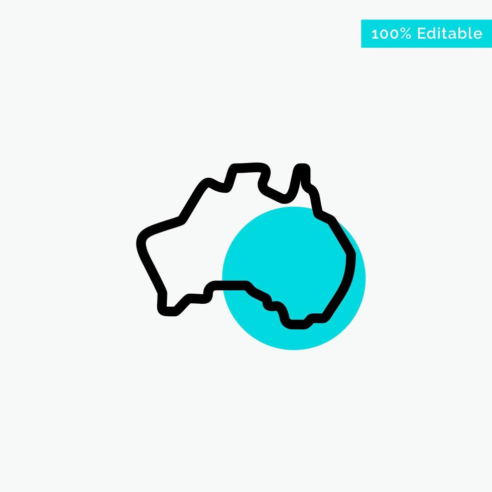 Australian Country Location Map Travel turquoise highlight circle point Vector icon