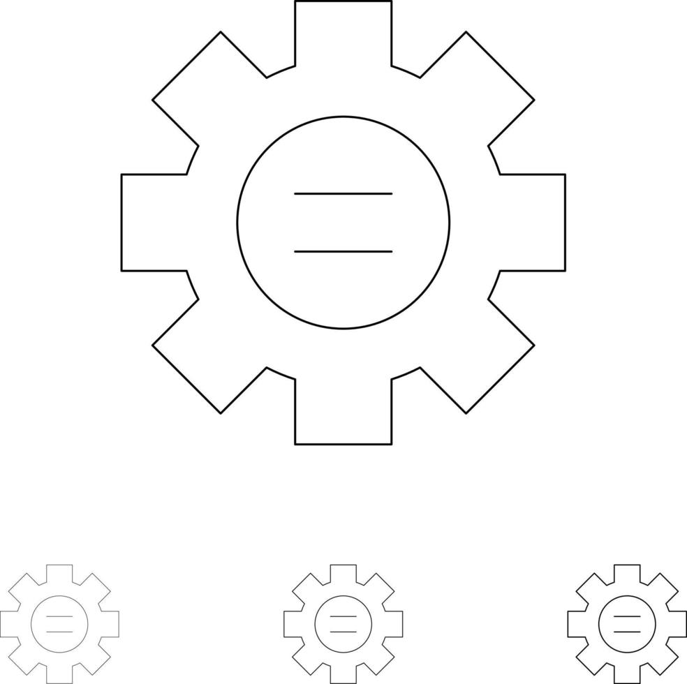 equipo de configuración de educación mundial conjunto de iconos de línea negra en negrita y delgada vector