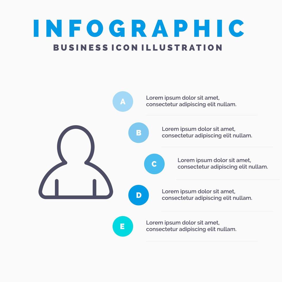 Account Avatar User Line icon with 5 steps presentation infographics Background vector