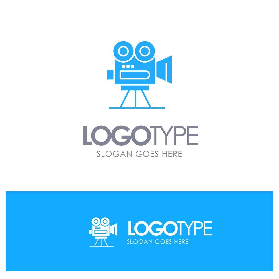 Camera Capture Film Movie Professional Blue Solid Logo with place for tagline vector