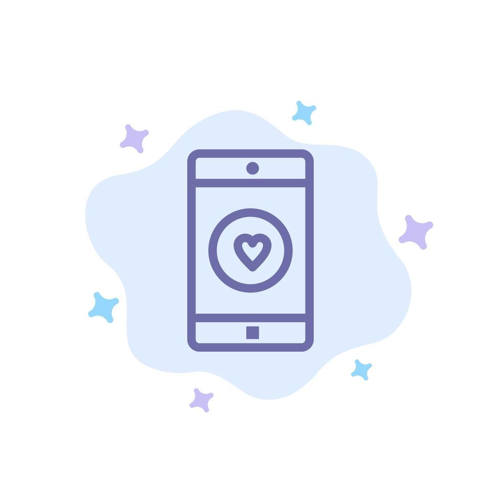Application Mobile Mobile Application Like Heart Blue Icon on Abstract Cloud Background vector