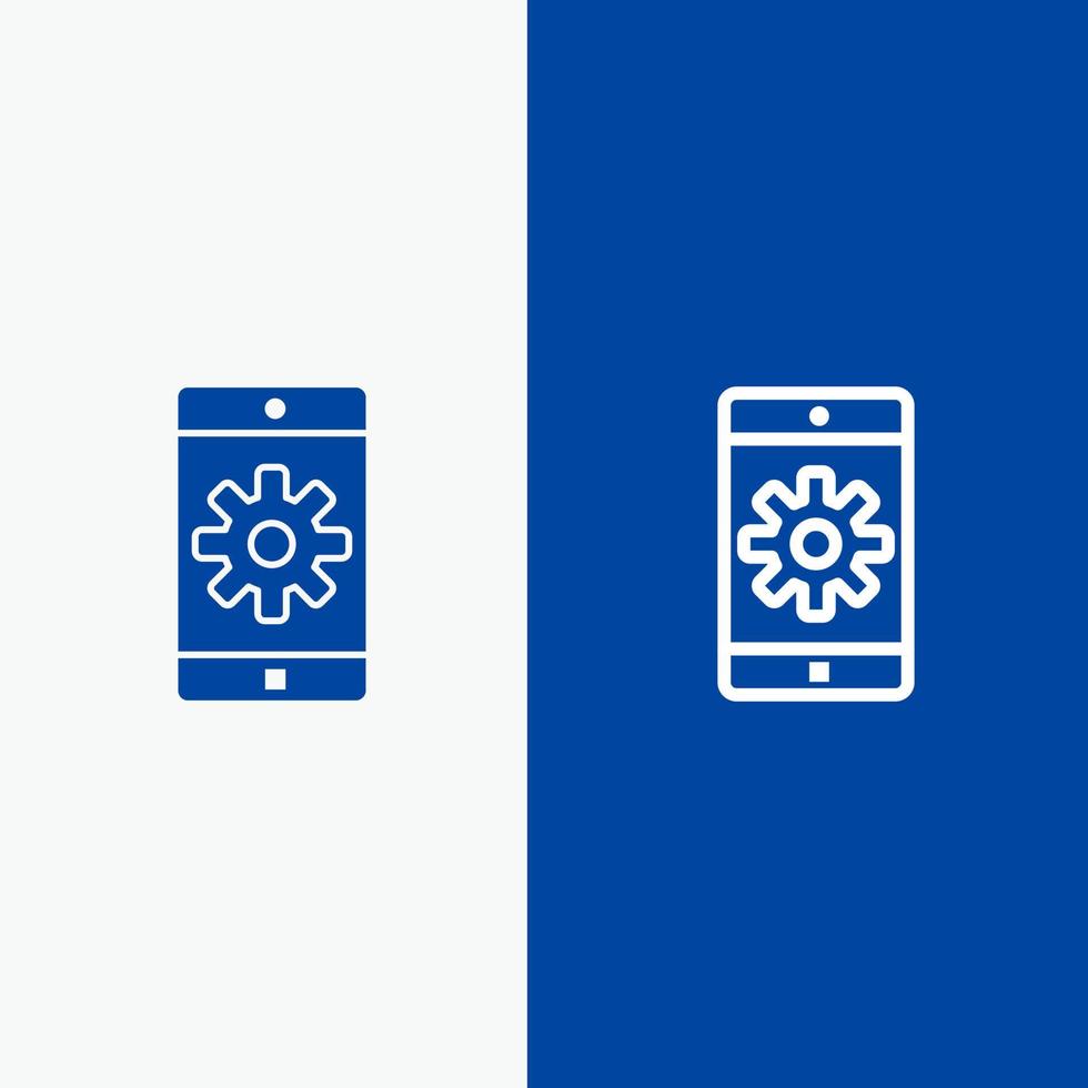 Application Mobile Mobile Application Setting Line and Glyph Solid icon Blue banner Line and Glyph Solid icon Blue banner vector