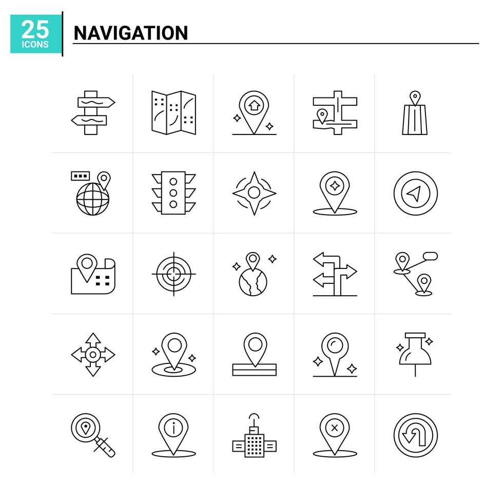 25 Navigation icon set vector background