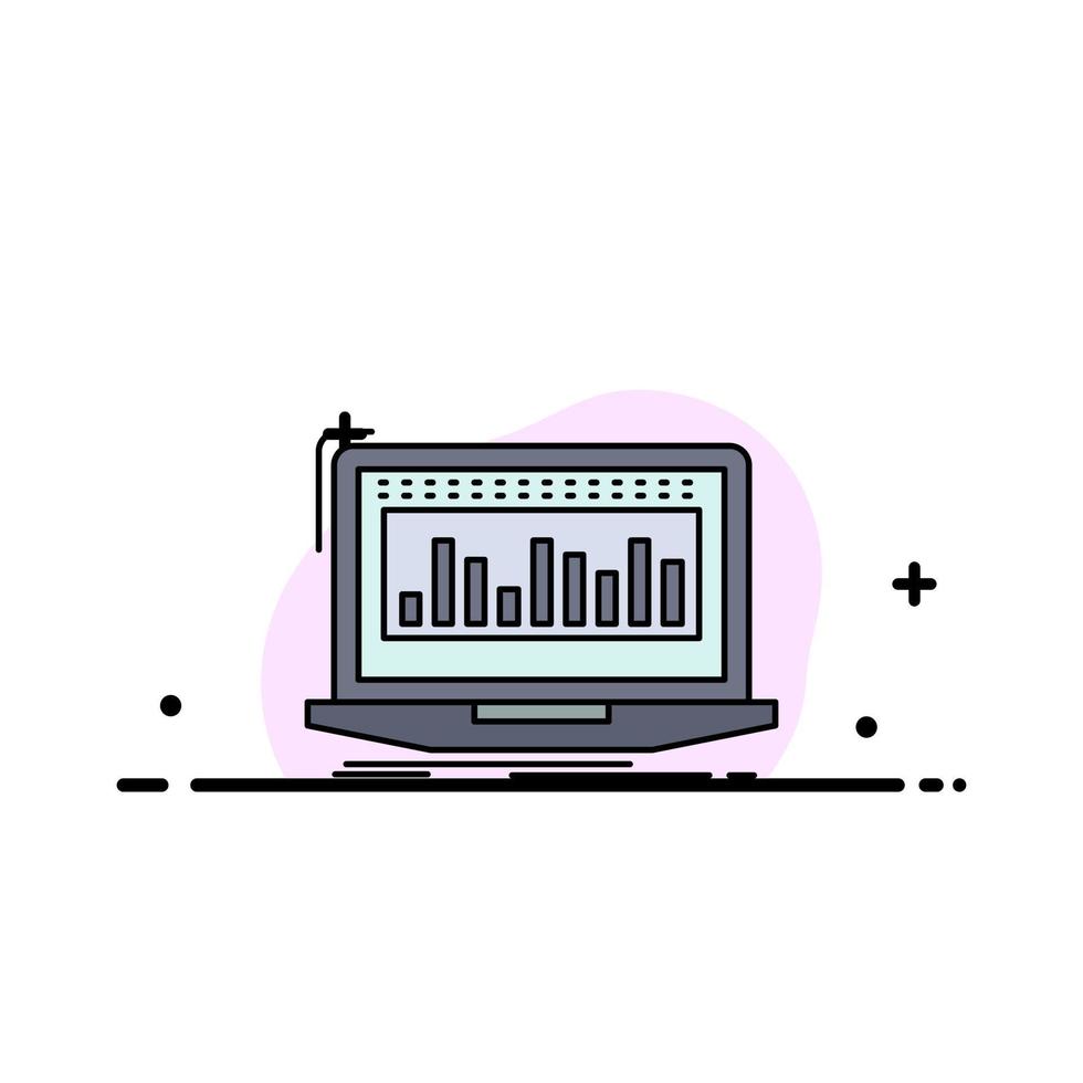 Data financial index monitoring stock Flat Color Icon Vector