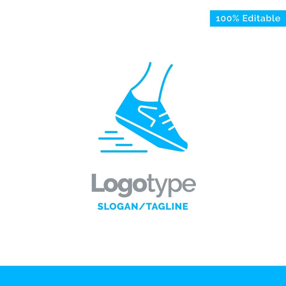 corredor de carrera de pierna rápida corriendo plantilla de logotipo sólido azul lugar para el eslogan vector
