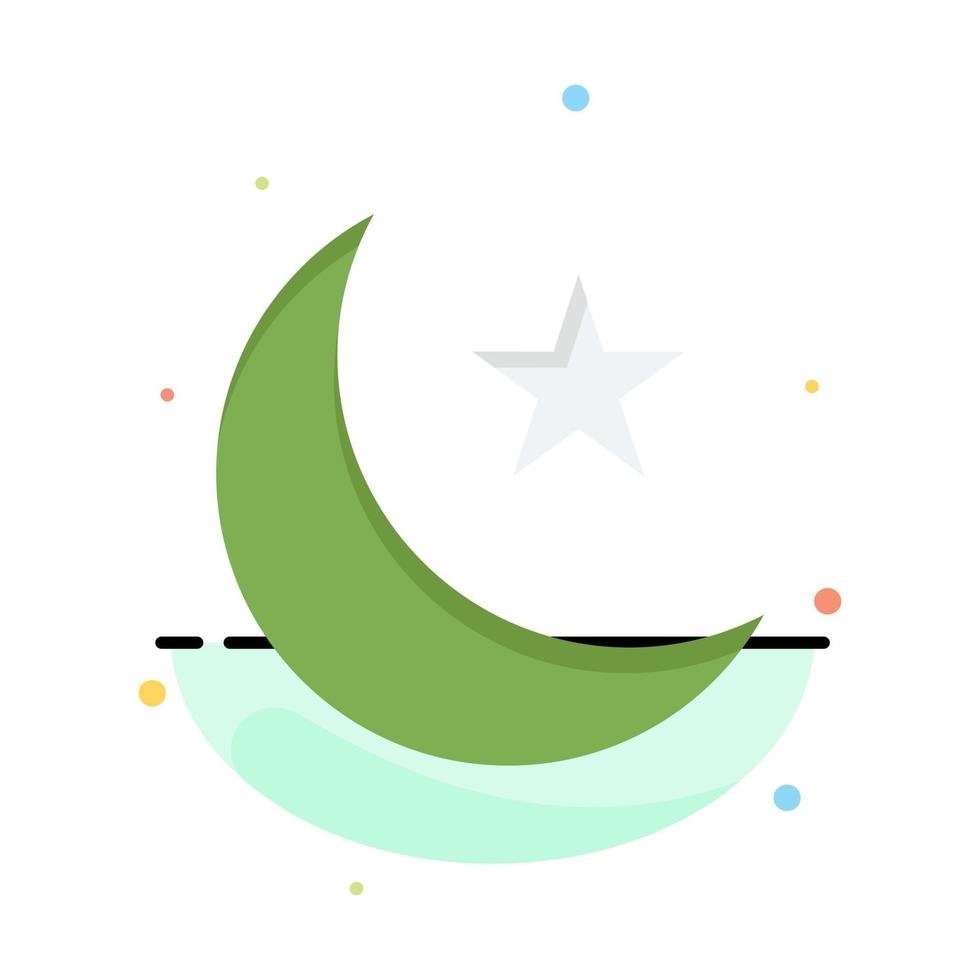 Moon Night Star Night Abstract Flat Color Icon Template vector