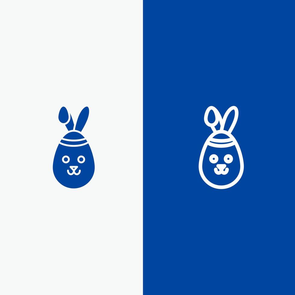 Rabbit Easter Bunny Line and Glyph Solid icon Blue banner Line and Glyph Solid icon Blue banner vector