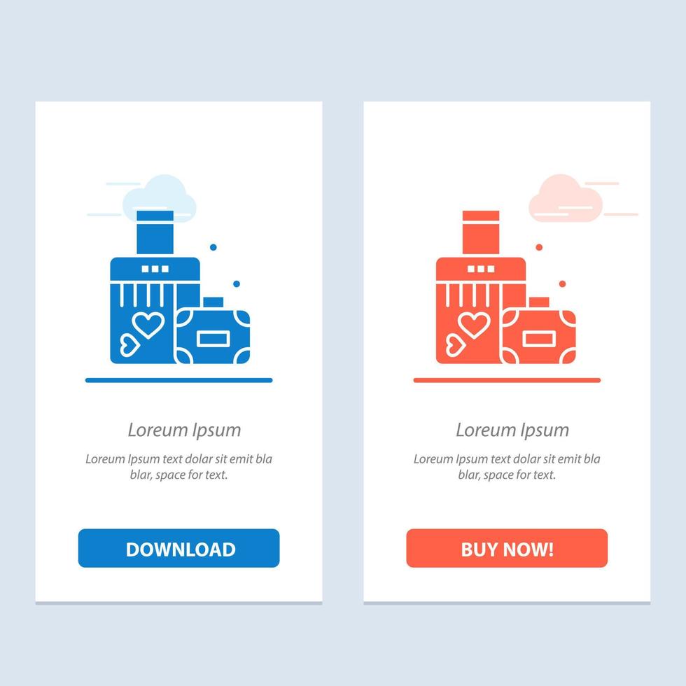 Briefcase Love Heart Wedding  Blue and Red Download and Buy Now web Widget Card Template vector