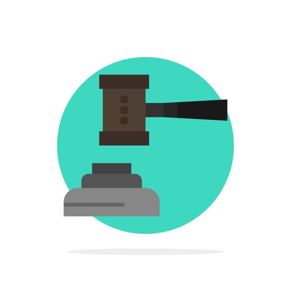 ley acción subasta tribunal mazo martillo juez legal círculo abstracto fondo color plano icono vector