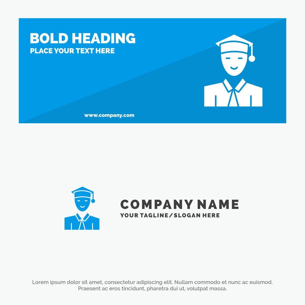 Student Education Graduate Learning SOlid Icon Website Banner and Business Logo Template vector