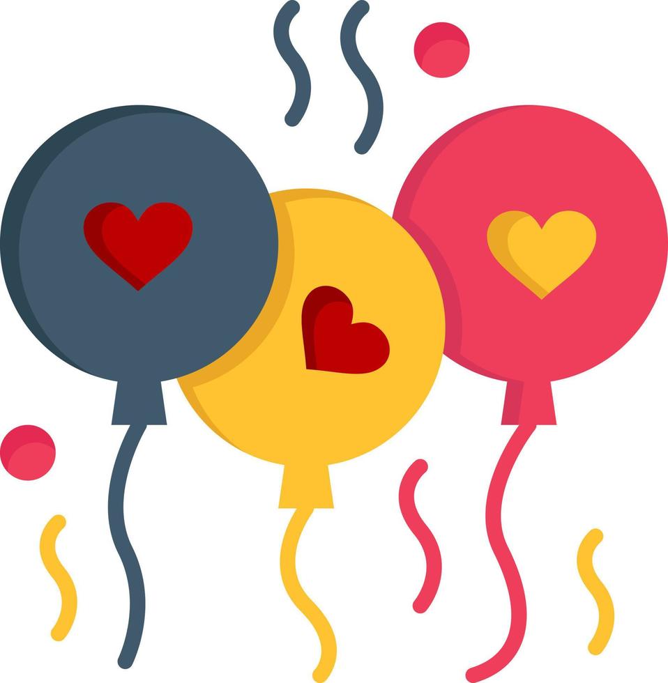 Balloon Love Heart Wedding  Flat Color Icon Vector icon banner Template