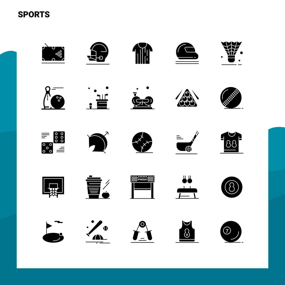 25 conjunto de iconos deportivos plantilla de ilustración de vector de icono de glifo sólido para ideas web y móviles para empresa comercial