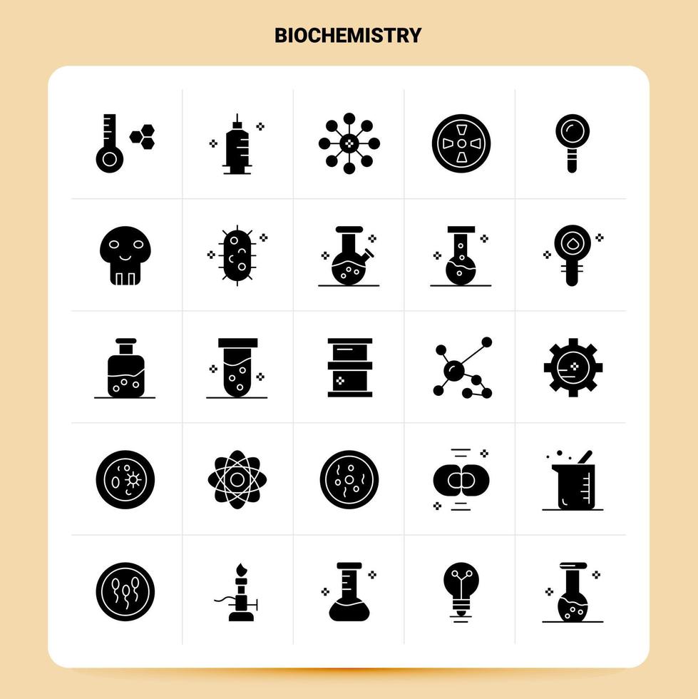 Solid 25 Biochemistry Icon set Vector Glyph Style Design Black Icons Set Web and Mobile Business ideas design Vector Illustration