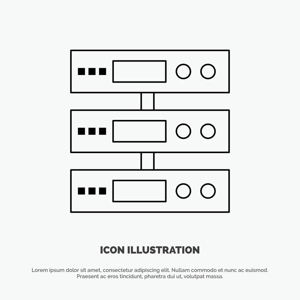 vector de icono de línea de archivos de nube de almacenamiento de datos de servidor