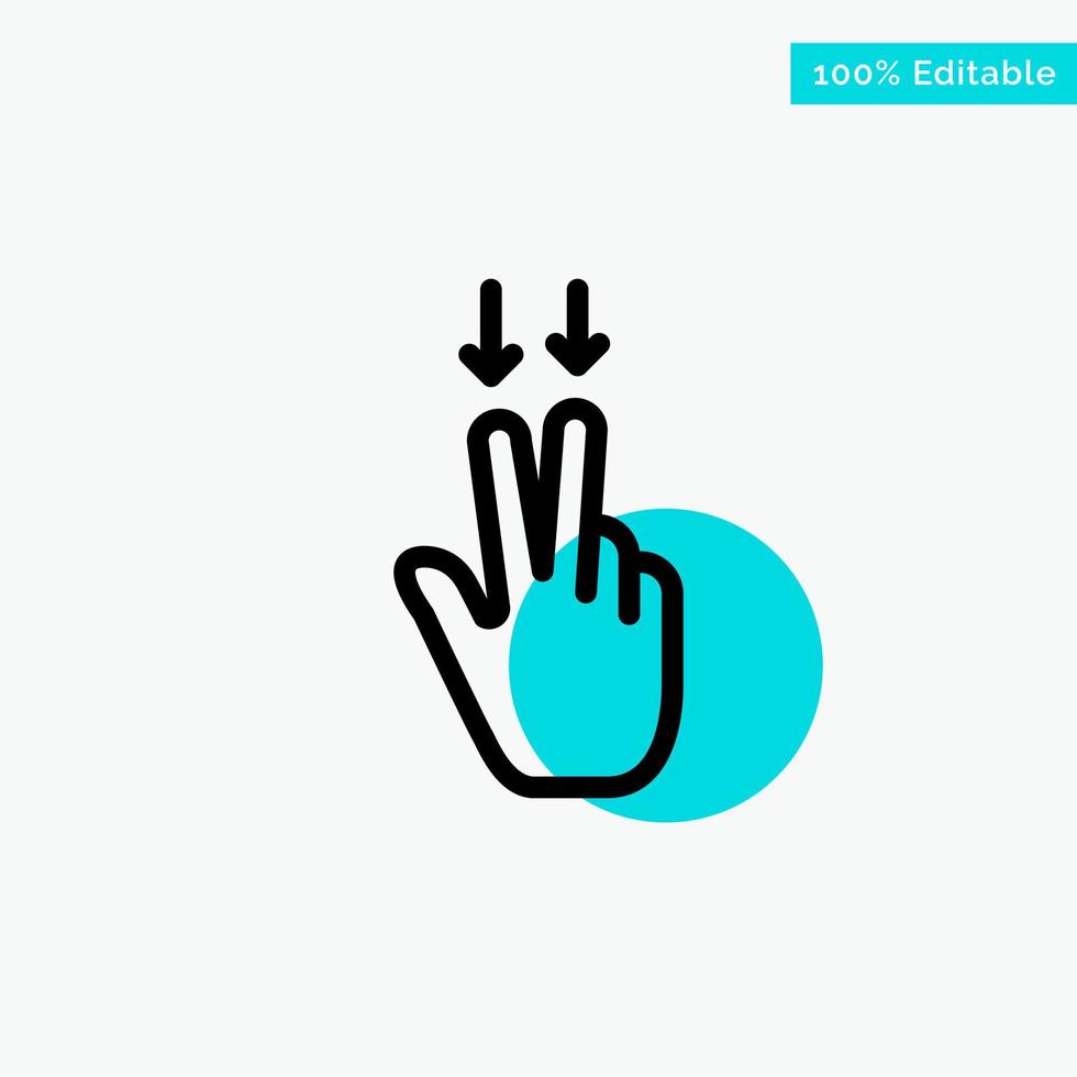 Fingers Gesture  Down turquoise highlight circle point Vector icon