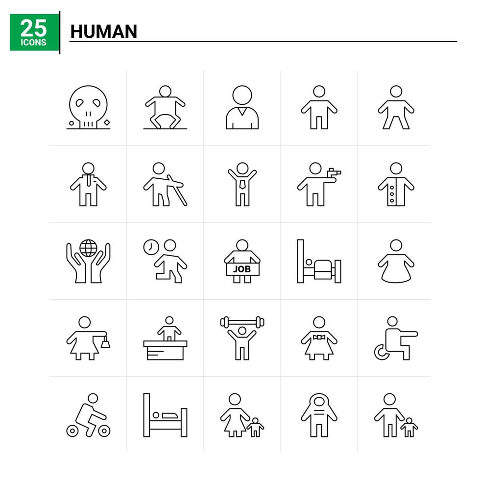 25 conjunto de iconos humanos antecedentes vectoriales vector