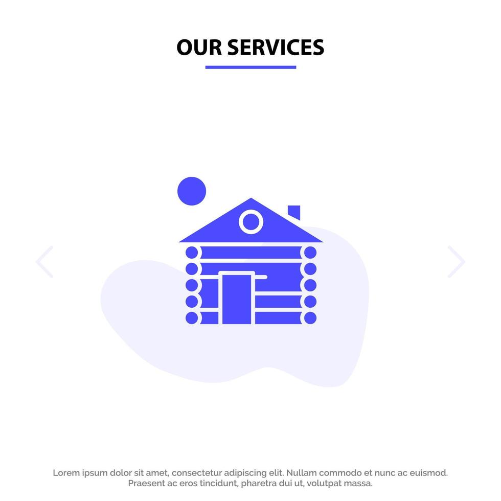 Our Services Hotel Building Service Home Solid Glyph Icon Web card Template vector