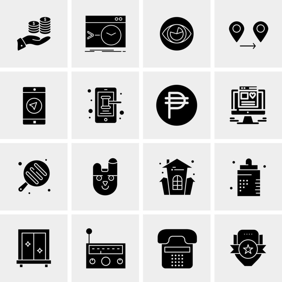 16 iconos de negocios universales vector ilustración de icono creativo para usar en proyectos relacionados con la web y dispositivos móviles