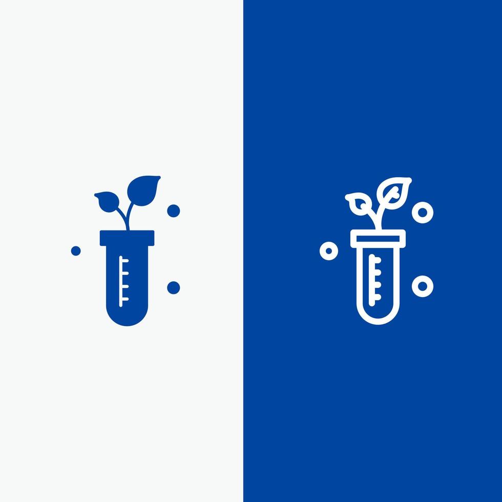 Tube Plant Lab Science Line and Glyph Solid icon Blue banner Line and Glyph Solid icon Blue banner vector