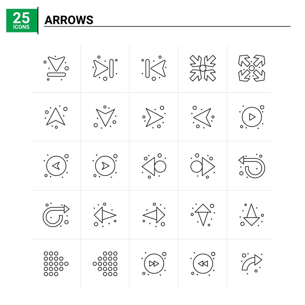 25 Arrows icon set vector background