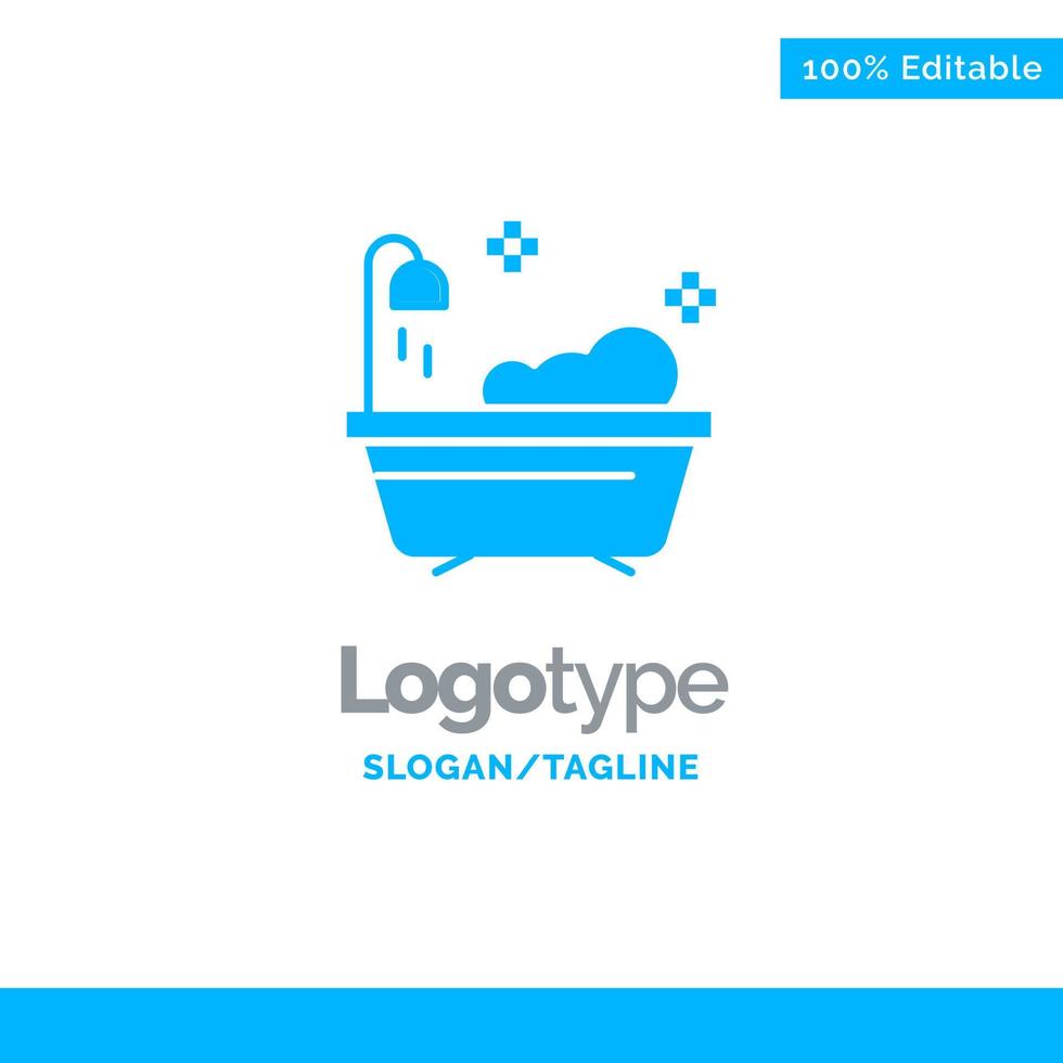 Bathroom Clean Shower Blue Solid Logo Template Place for Tagline vector