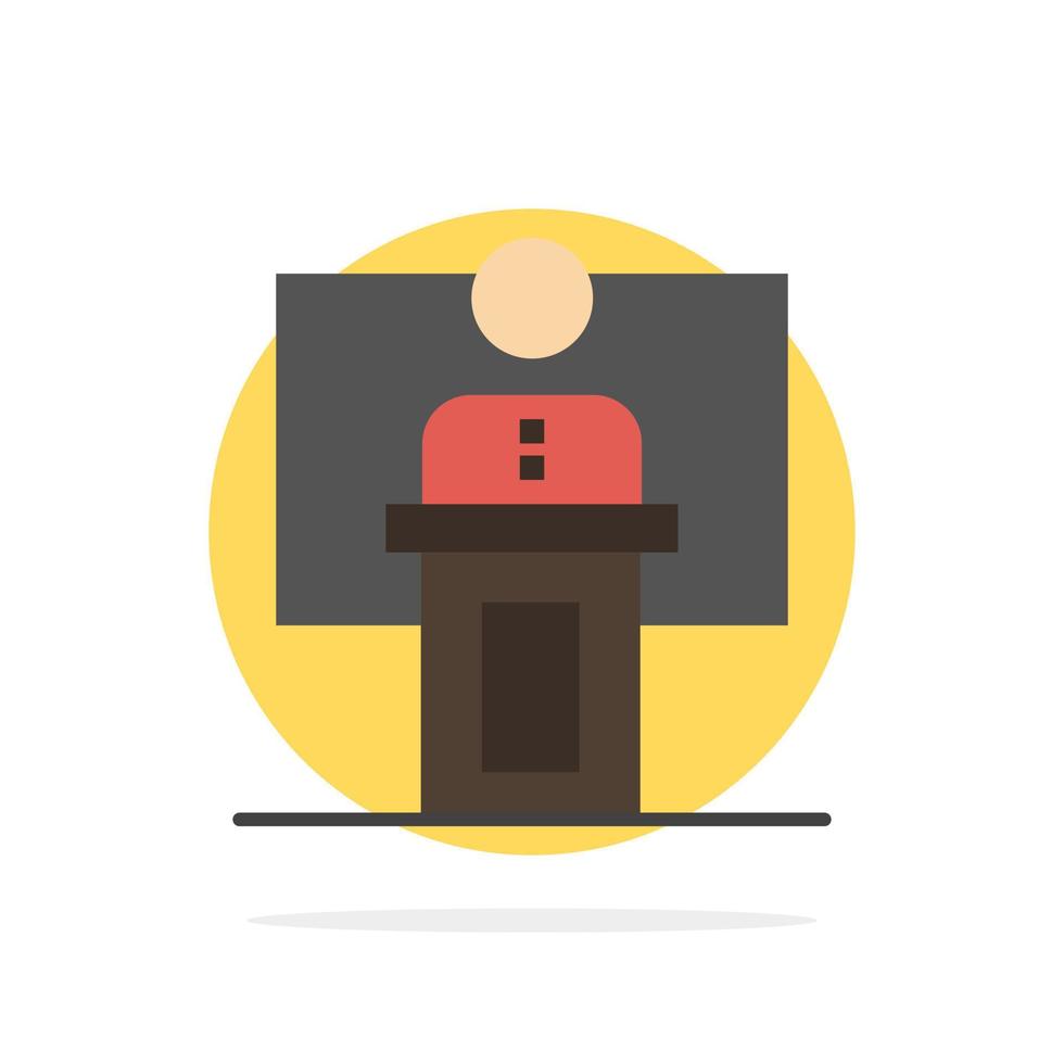 Speech Business Conference Event Presentation Room Speaker Abstract Circle Background Flat color Icon vector