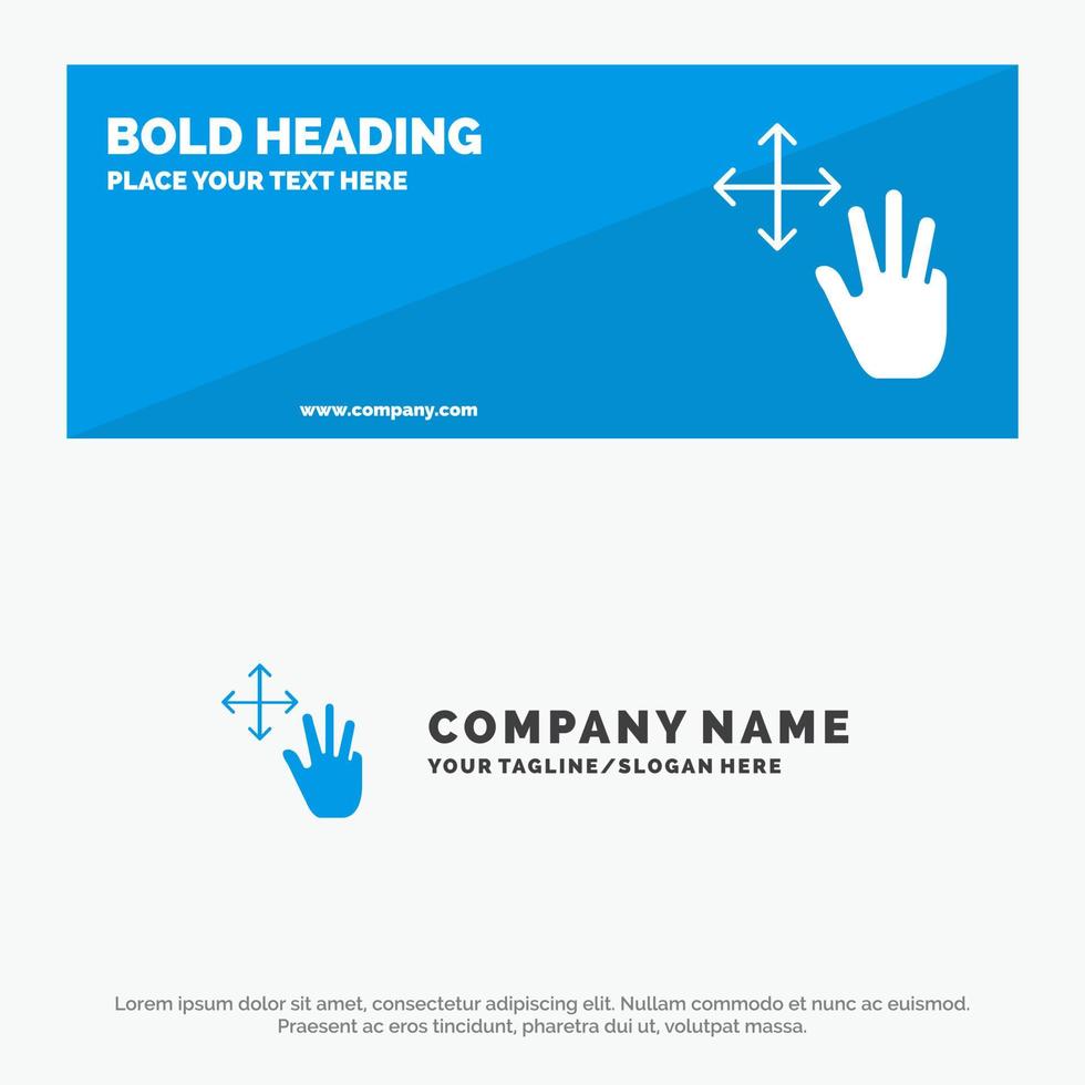 Three Finger Gestures Hold SOlid Icon Website Banner and Business Logo Template vector