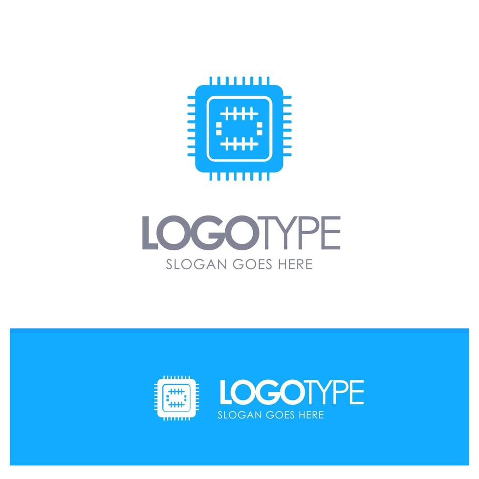 system tech tecnología cpu azul sólido logotipo con lugar para el eslogan vector