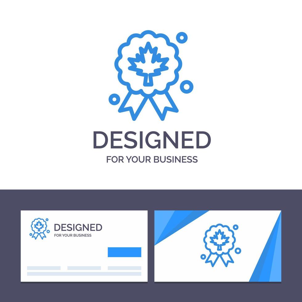 tarjeta de visita creativa y plantilla de logotipo hoja premio insignia calidad vector ilustración