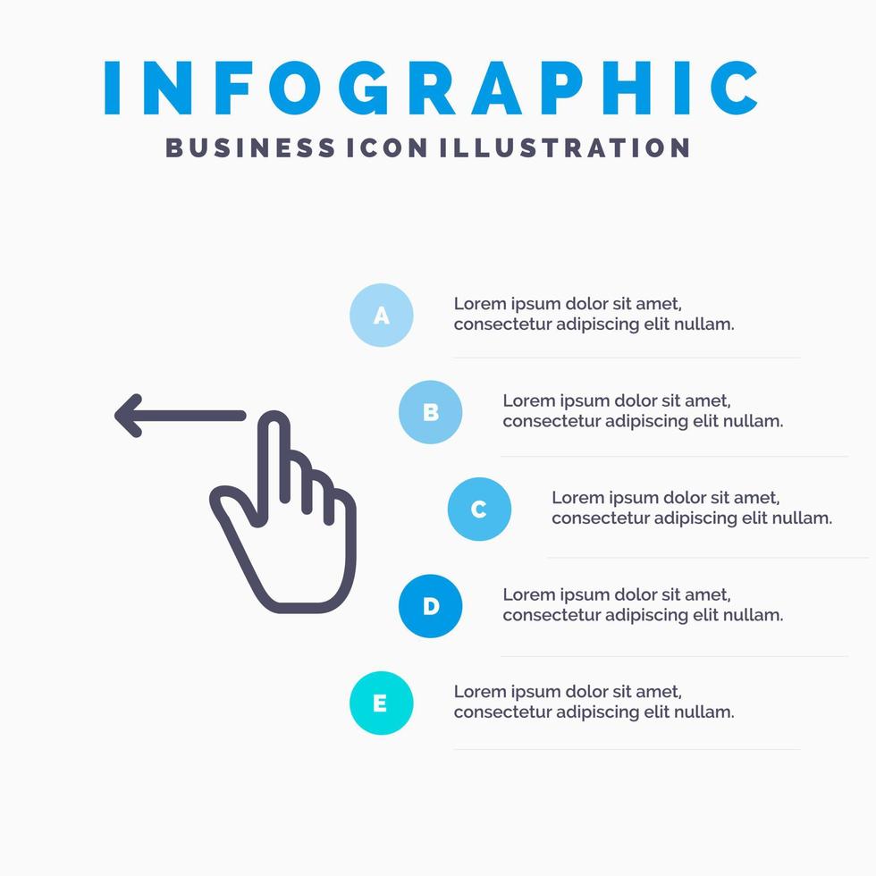 Finger Gestures Hand Left Line icon with 5 steps presentation infographics Background vector