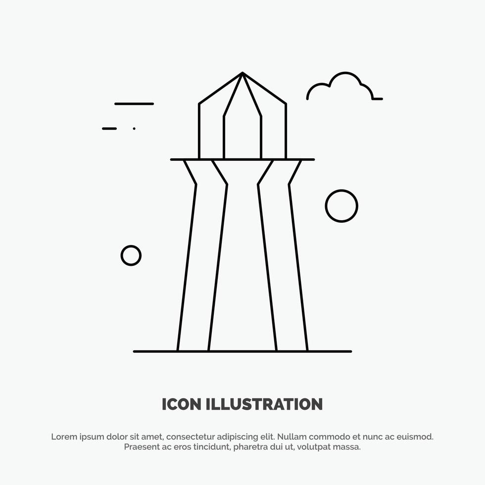 Canada Co Tower Canada Tower Building Line Icon Vector